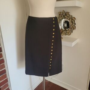 Talbots Black Skirt with Gold Button Accents Size 10